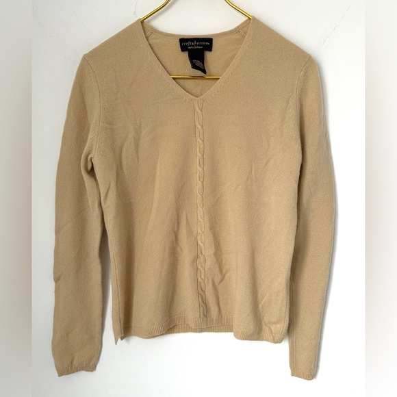 croft & barrow Sweaters - Vintage Croft & Barrow Soft Tan V-Neck Pullover Cashmere Sweater Women’s Medium